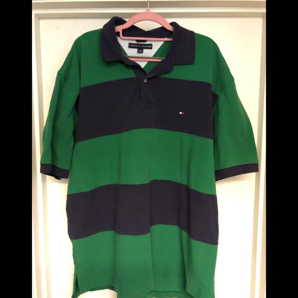 Tommy hilfiger green blue polo box logo